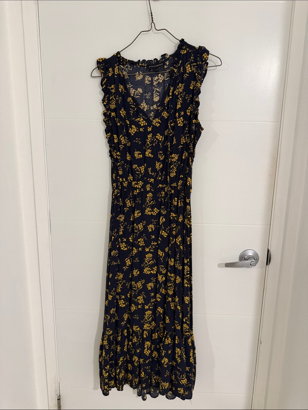 Banana Republic Navy Maxi Dress with Yellow Floral
